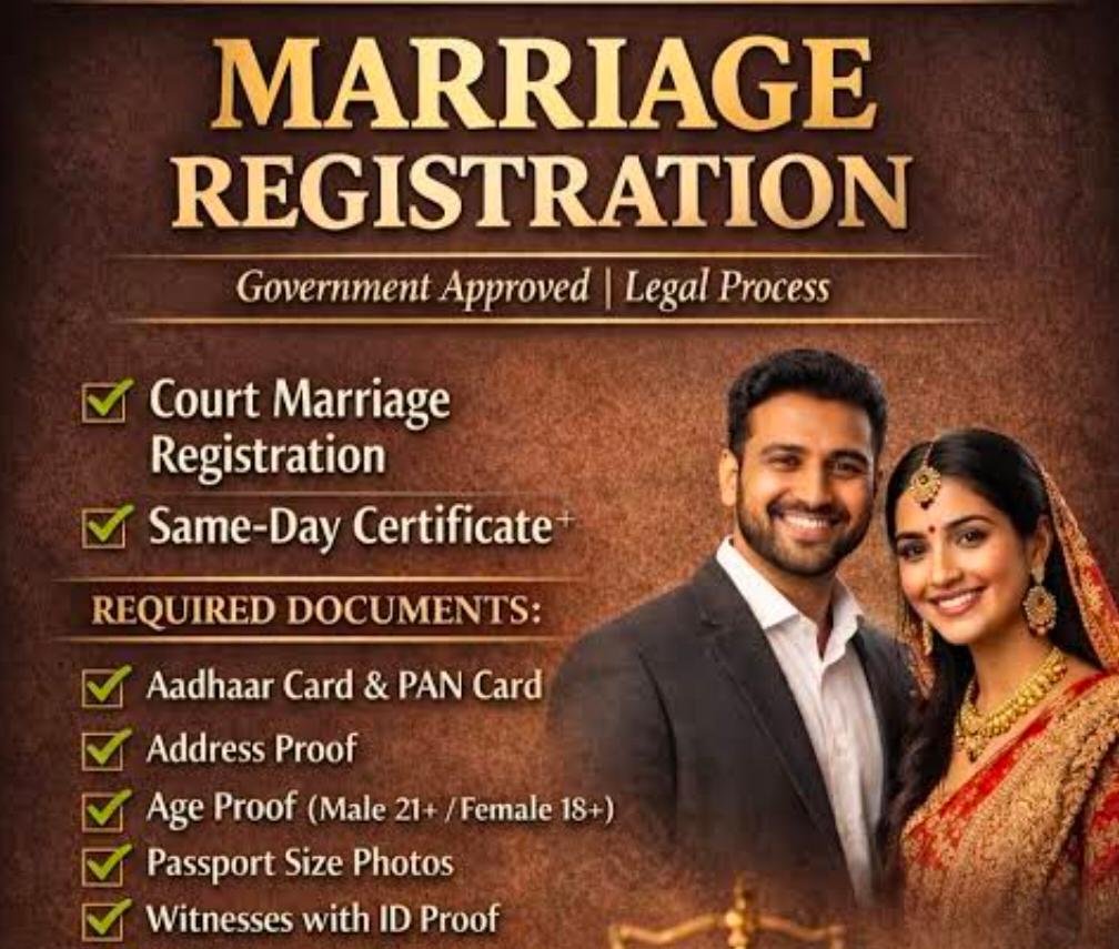 Court Marriage Documents Required Tis Hazari Delhi - Aadhaar Card PAN Card Address Proof Age Proof Passport Photos Witnesses ID Proof