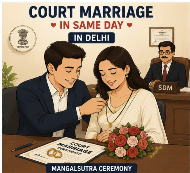 Same Day Court Marriage Tis Hazari Delhi - Mangalsutra Ceremony SDM Office Form V Marriage Certificate Same Working Day