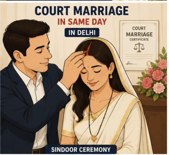 Same Day Court Marriage Tis Hazari Delhi - Sindoor Ceremony with Form V Marriage Certificate at SDM Office