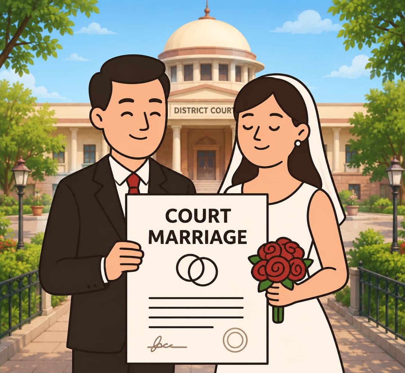 Karkardooma Court Marriage Registration East Delhi - Same Day Form V Marriage Certificate at District Court